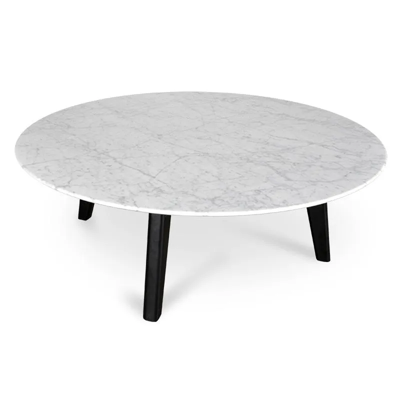 100cm Marble Coffee Table with Black Legs