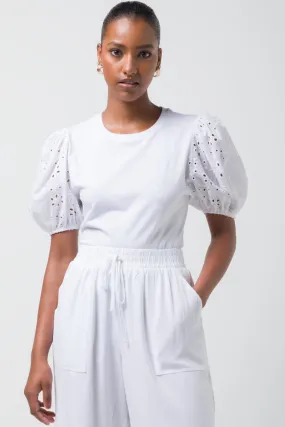 Anglaise Sleeve Top White