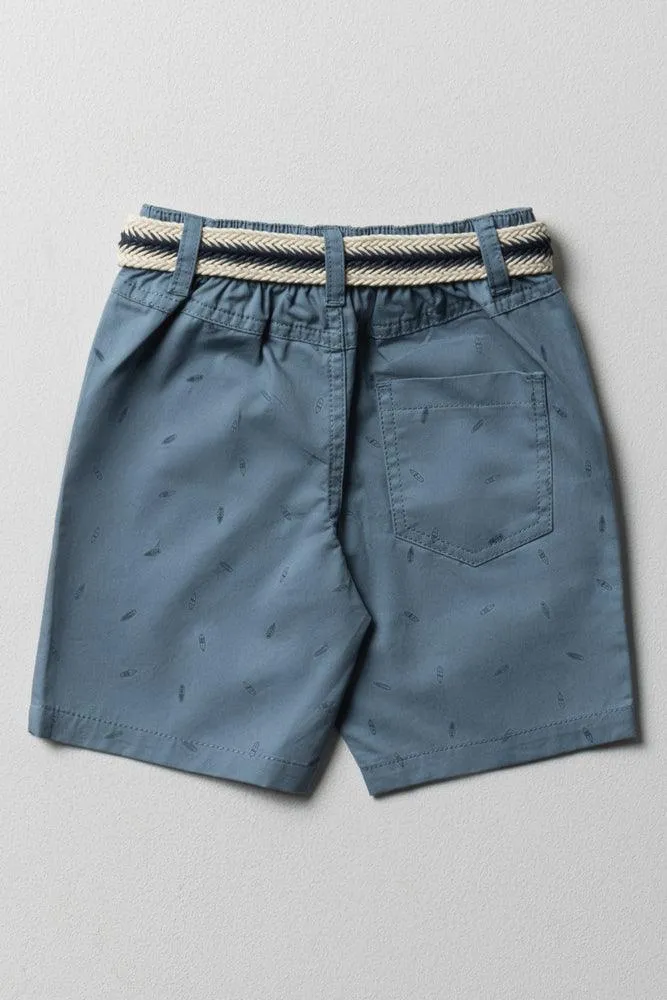 Belted Chino Shorts Blue