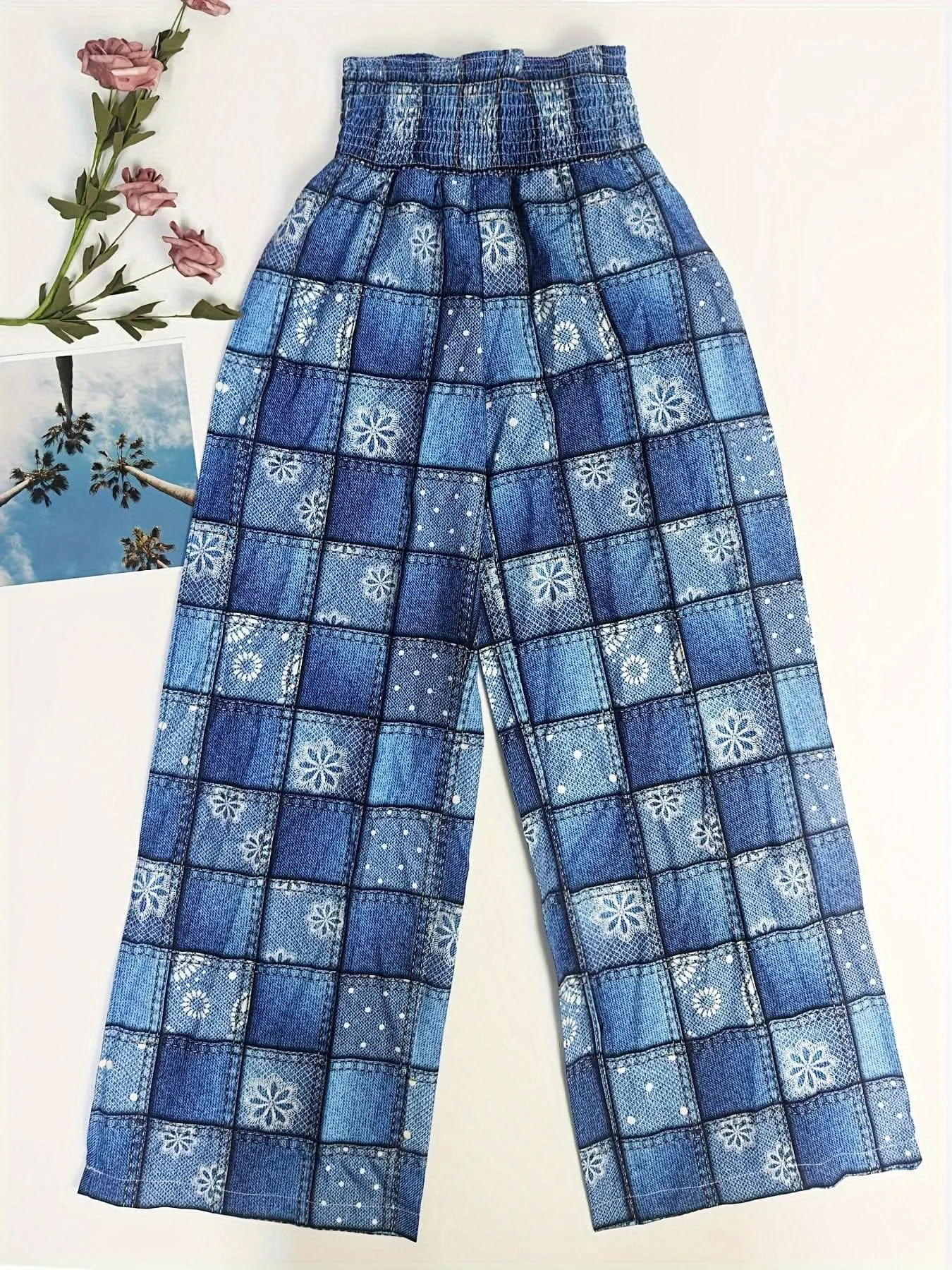 Chic Patchwork Wide Leg Pants  Flowy Vacation Style