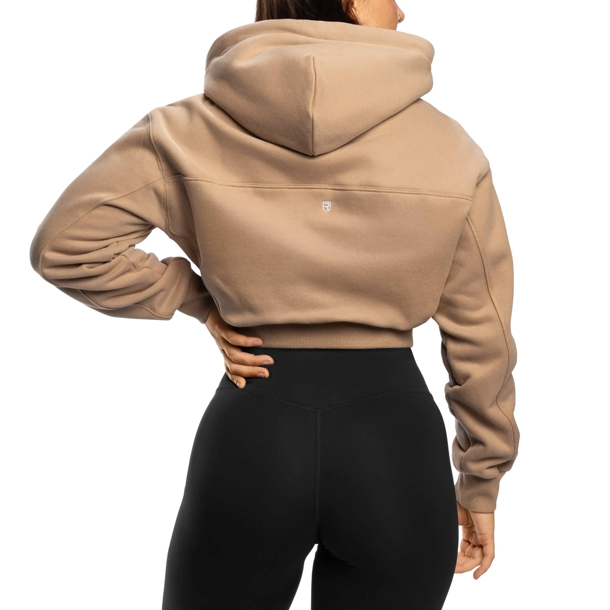 Comfy Crop Zip Hoodie - Beige