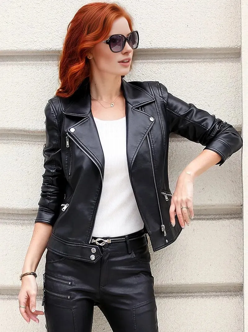 Crista Fall Genuine Leather Motorcycle Jacket for Women