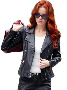 Crista Fall Genuine Leather Motorcycle Jacket for Women