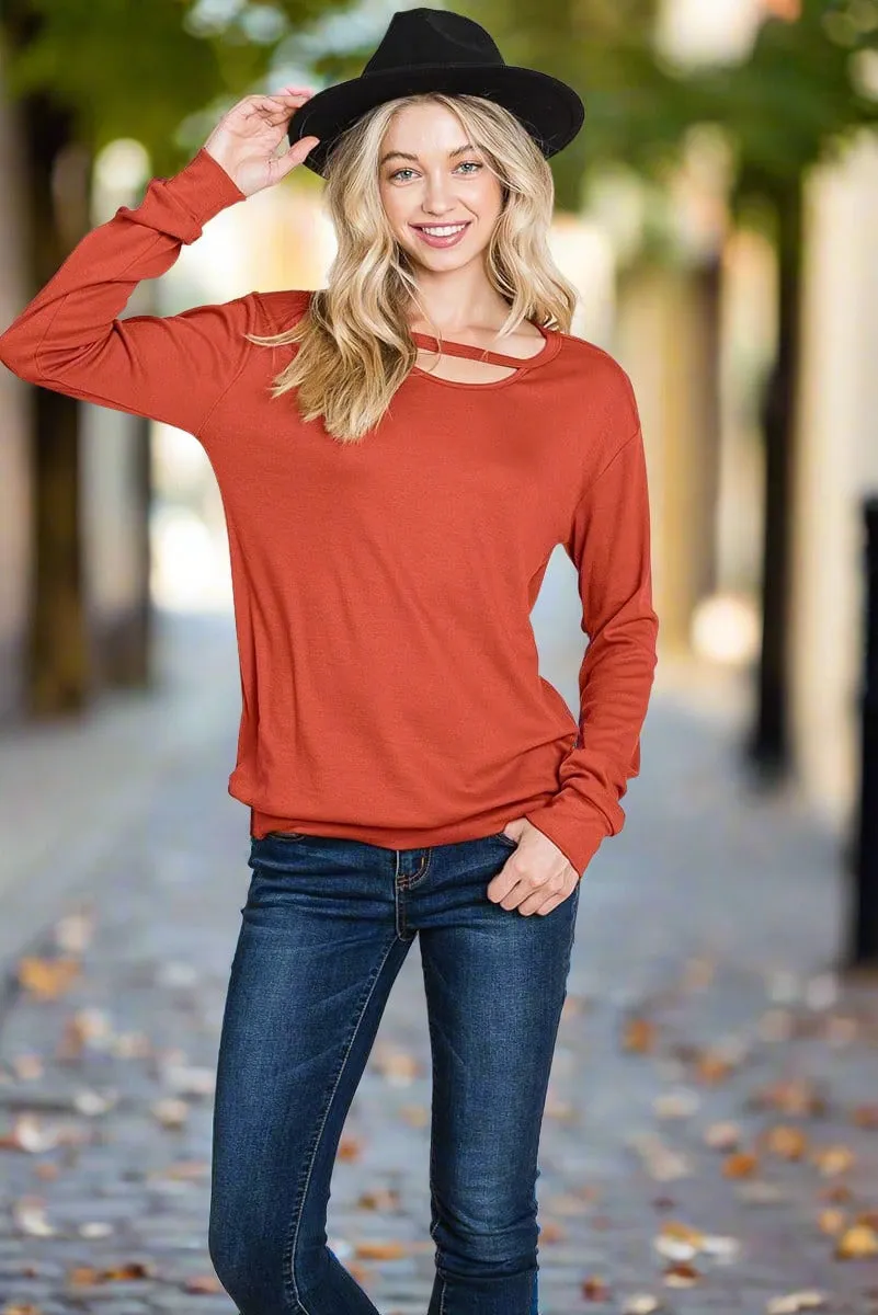 Cut out Knit Sweatshirts Tops