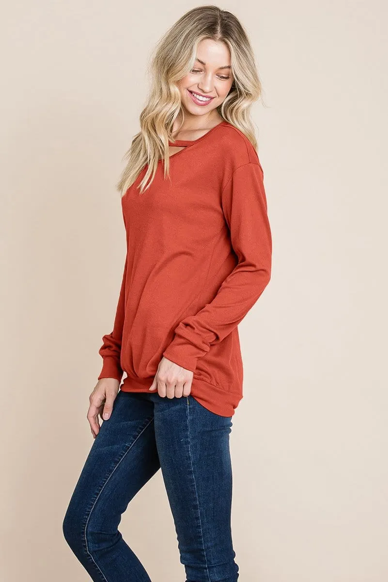 Cut out Knit Sweatshirts Tops