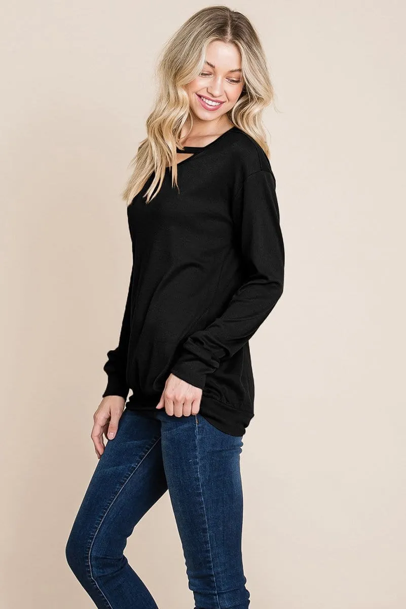 Cut out Knit Sweatshirts Tops