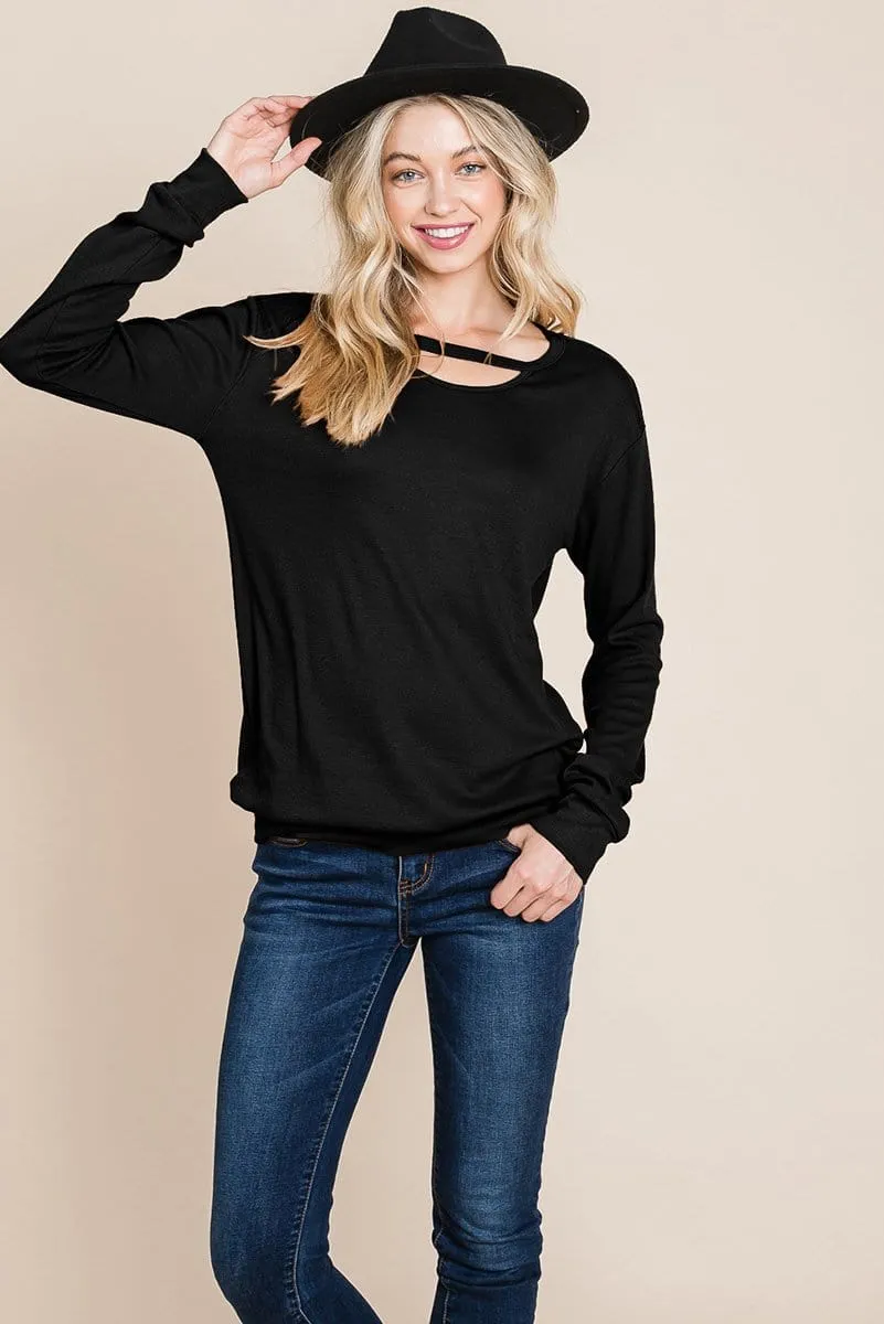 Cut out Knit Sweatshirts Tops