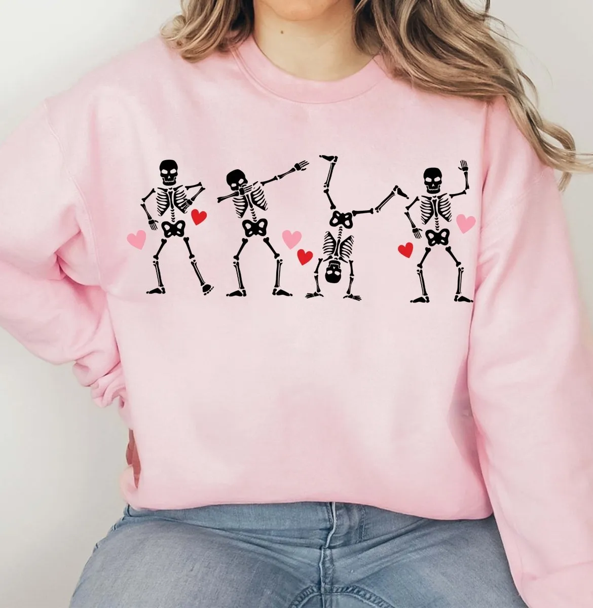 Dancing Skeleton Hearts Wholesale Crewneck Sweatshirt