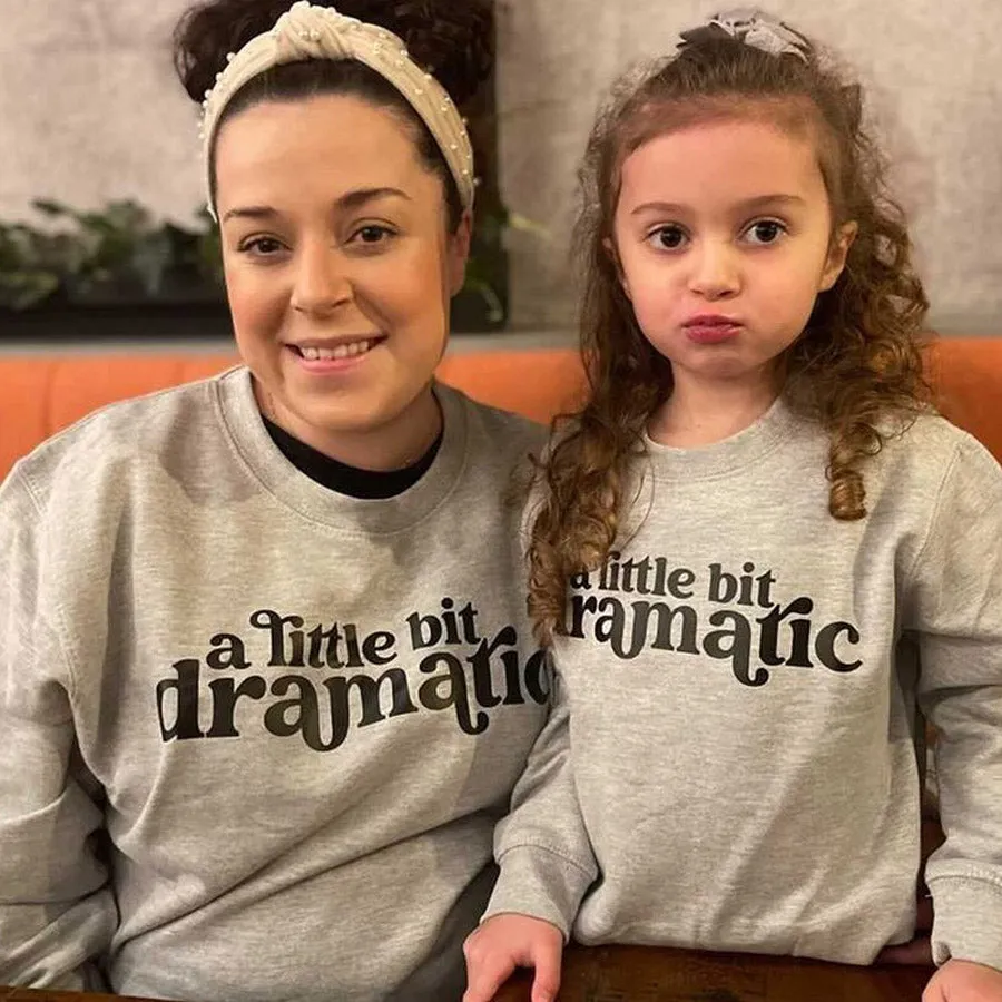 Dani Harmer Little Bit Dramatic Mum & Kid Matching Grey Sweatshirts