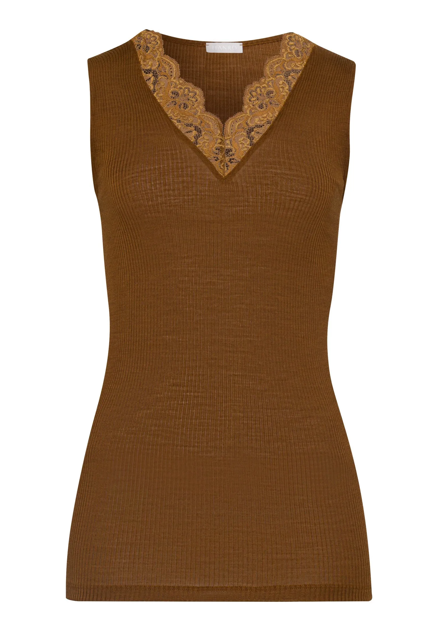 Ellis Fine Ribbed Wool And Silk Tank Top | Gingerbread 70964-1789