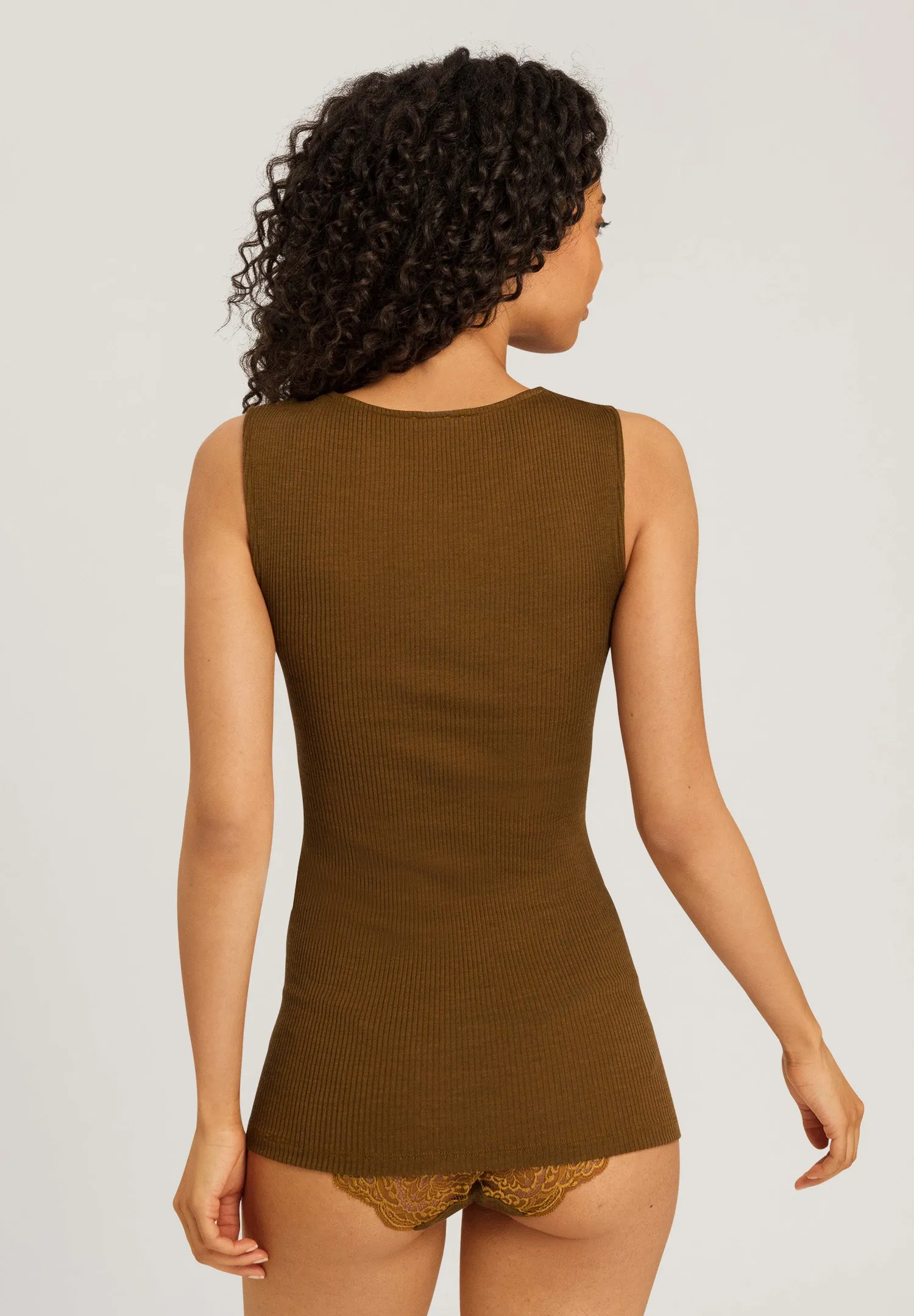 Ellis Fine Ribbed Wool And Silk Tank Top | Gingerbread 70964-1789