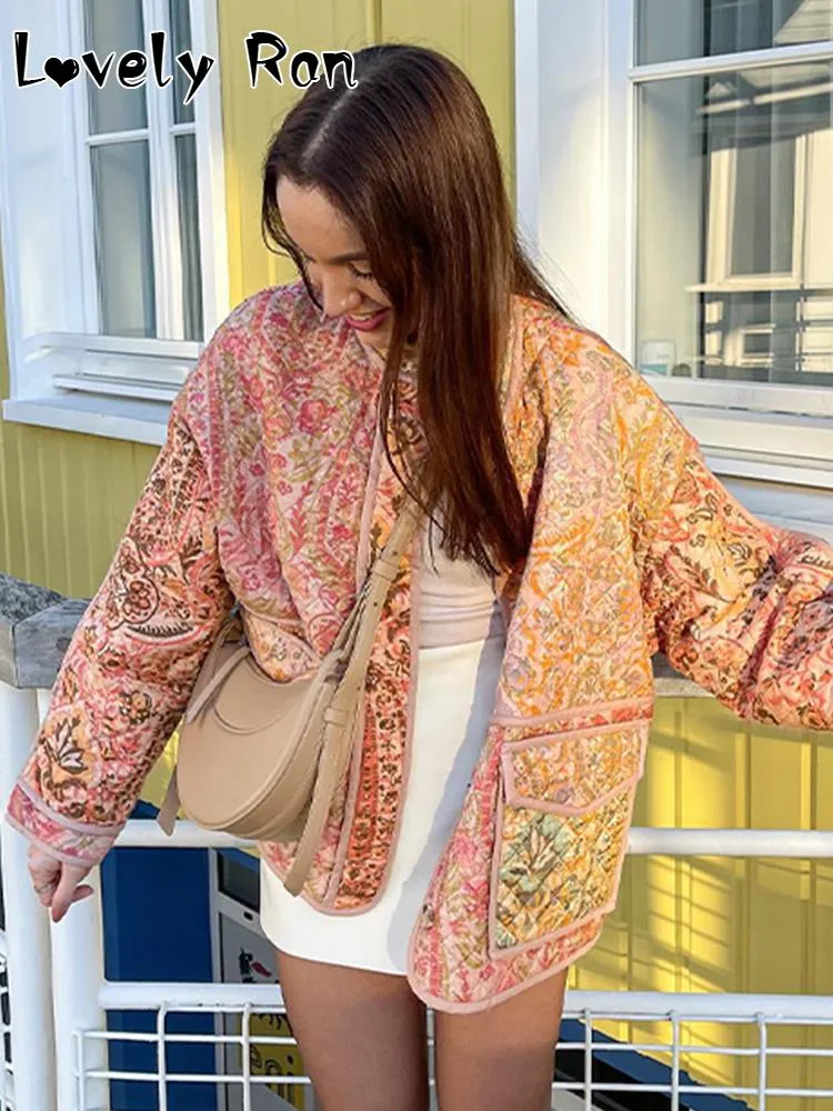 Fashion Floral Print Cotton Coat