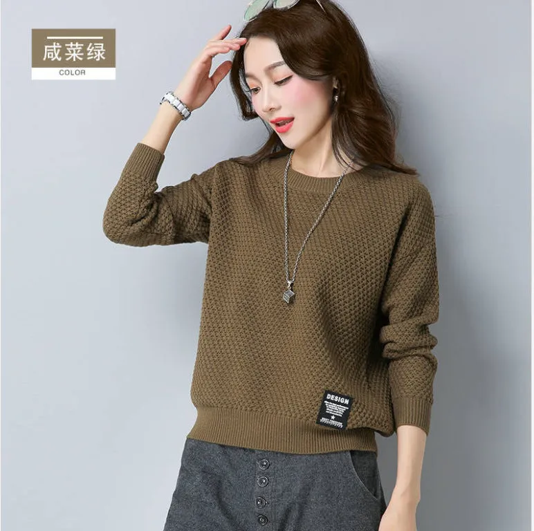 Feminine Elegant Round-Neck Loose Women Sweater