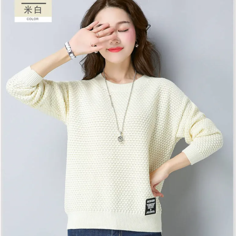 Feminine Elegant Round-Neck Loose Women Sweater