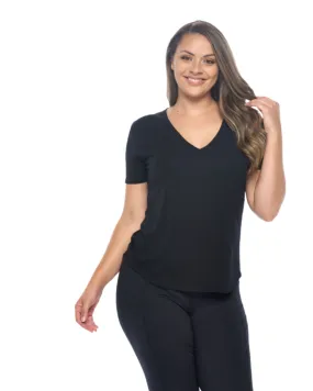 Feminine Fit V-Neck Everyday T Shirt | Black