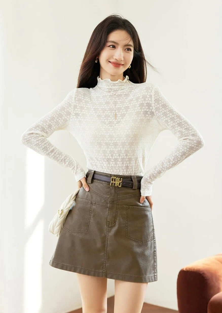 GENTLE STYLE HALF NECK LACE SHIRT