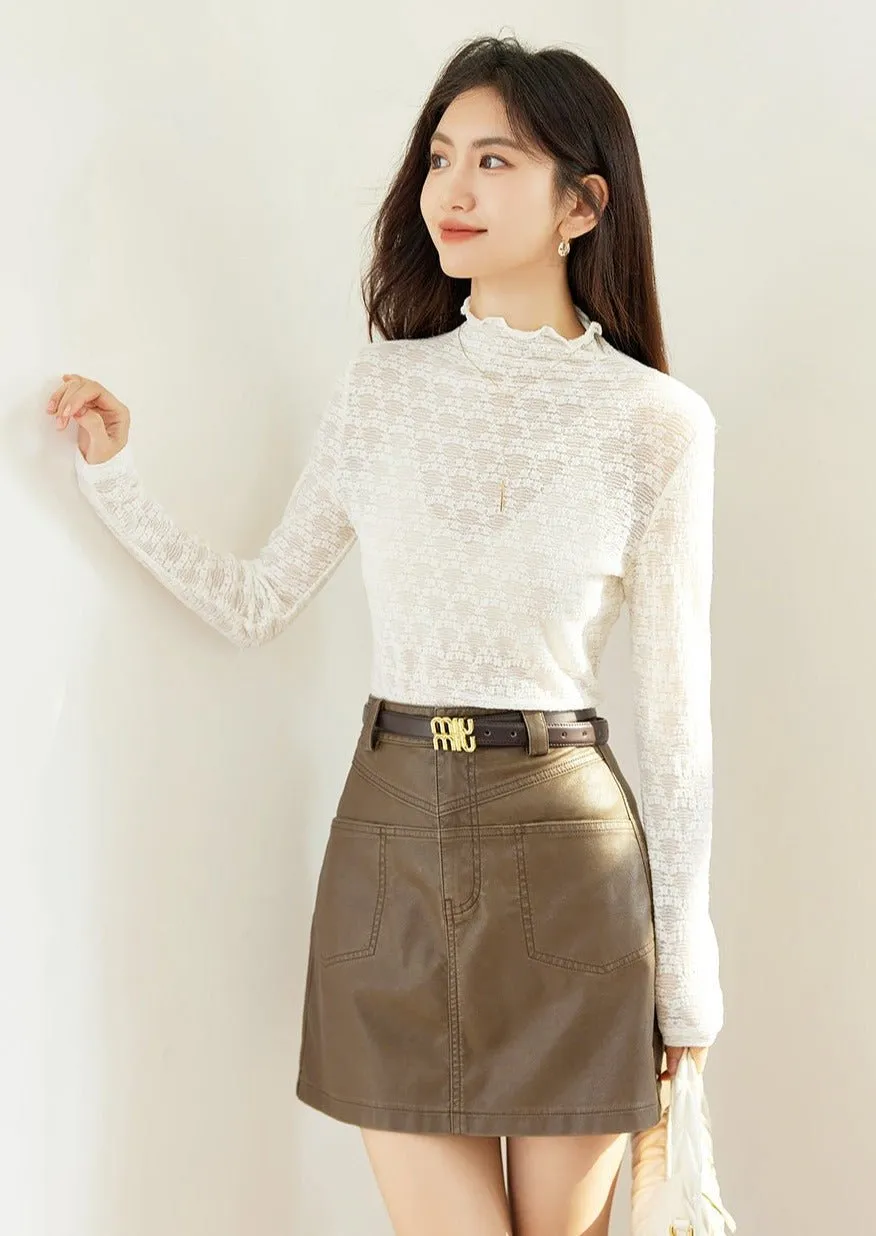 GENTLE STYLE HALF NECK LACE SHIRT