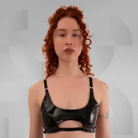 Glossy Black Vinyl Crop Top