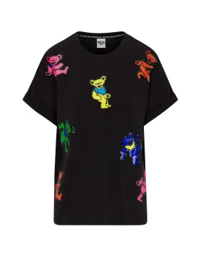 Grateful Dead Dancing Bears Sequin Relaxed T-Shirt - Black