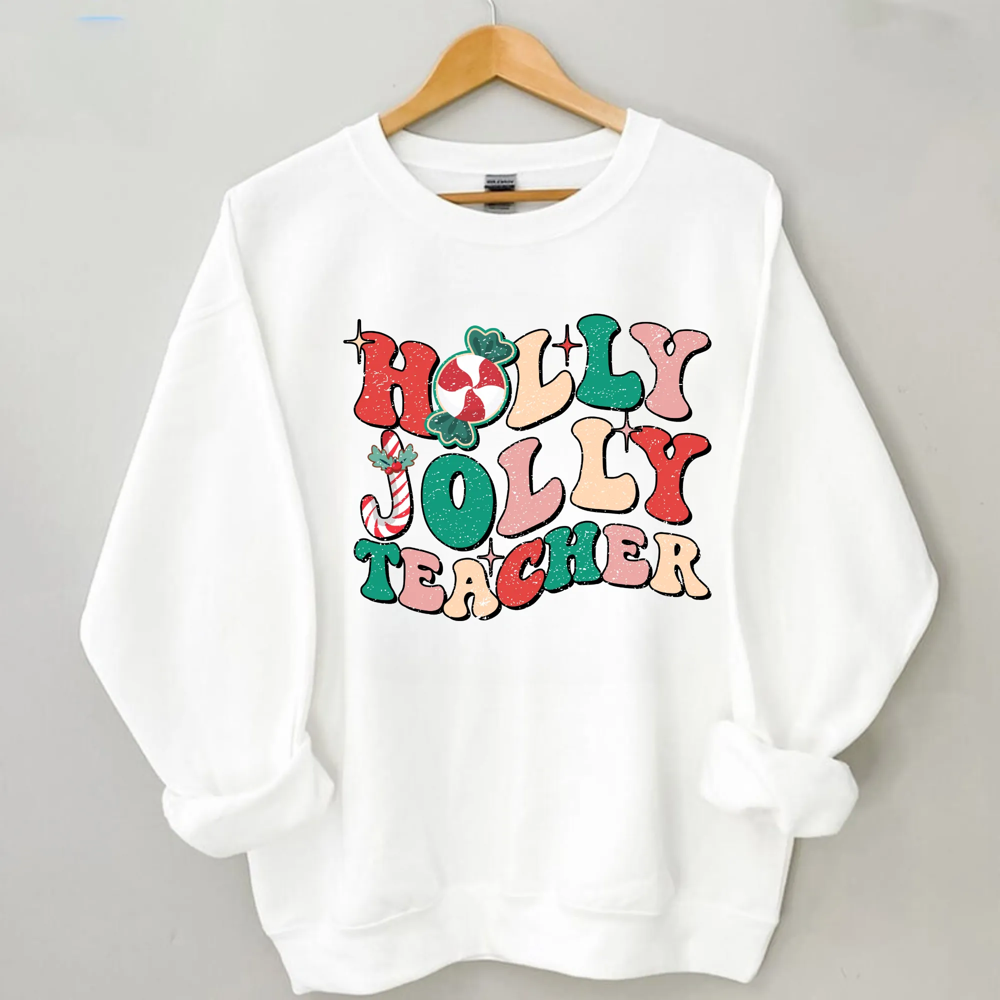 Holly Jolly Teacher Christmas Sweatshirt