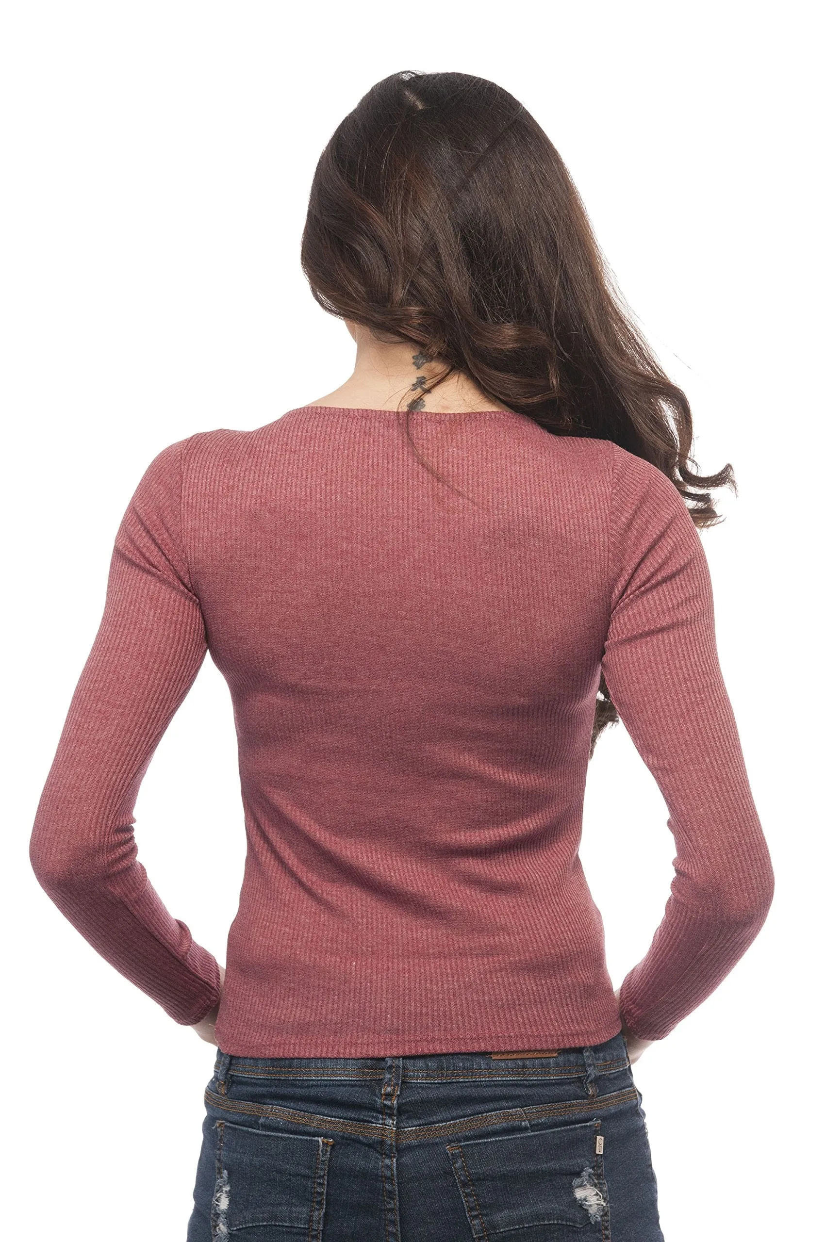 Hollywood Star Fashion Long Sleeve Round Ribbed Top