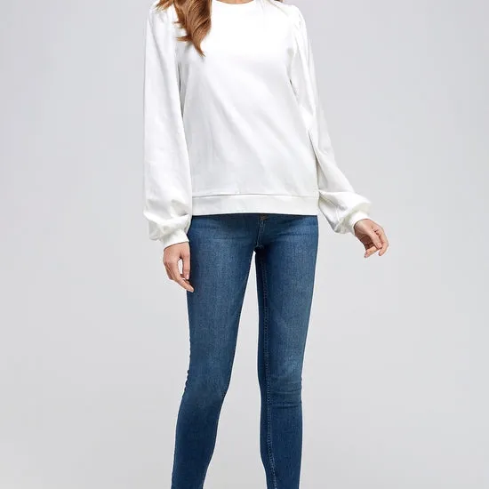 Ivory French Terry Puff Sleeve Sweatshirt