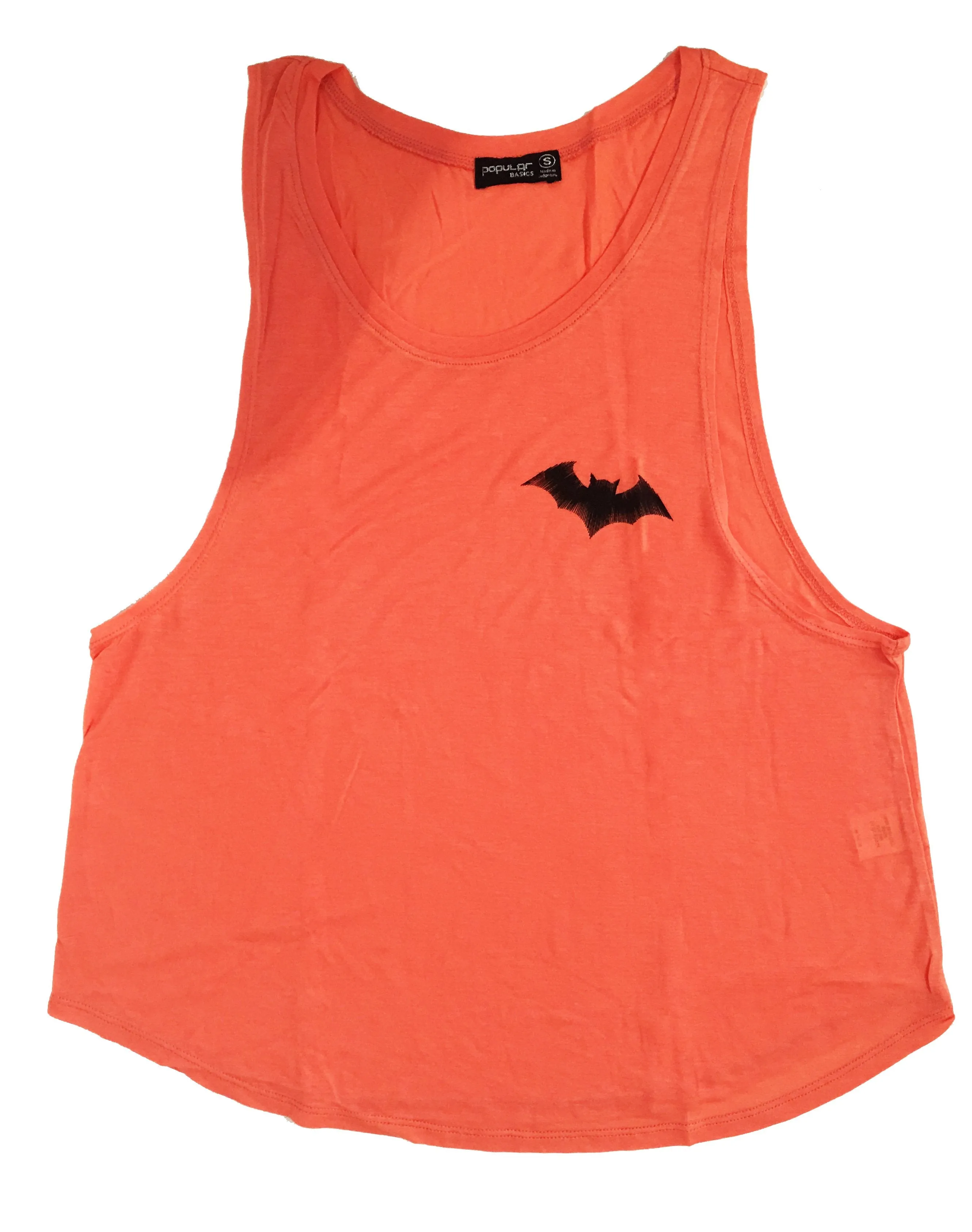 Khanomak Women's Sleeveless Shirt Tank Top Graphic Tee's Bat Pocket