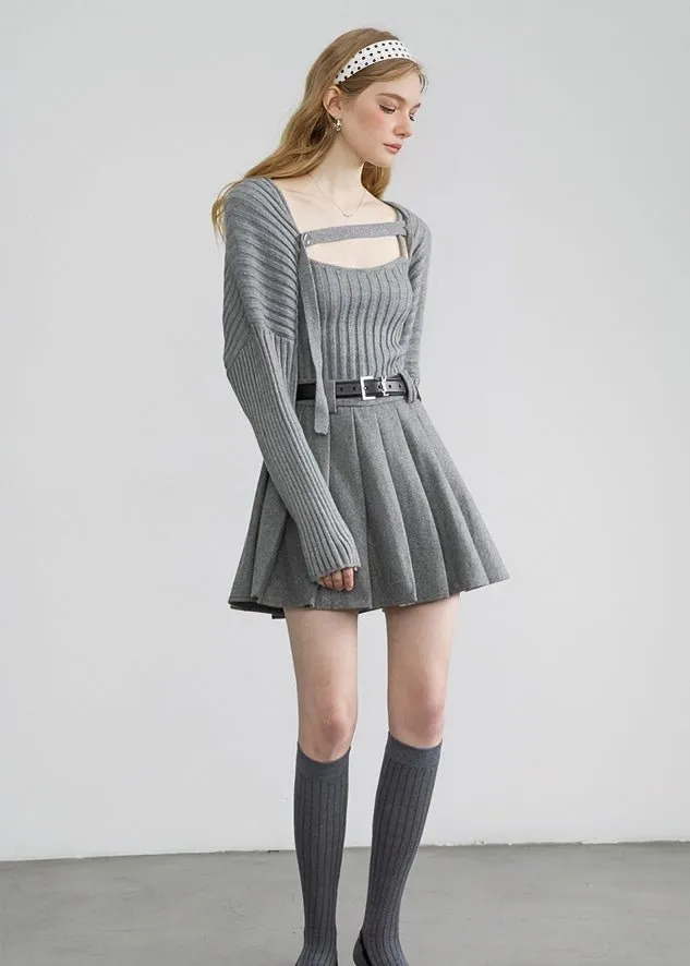 KNIT CARDIGAN AND CAMISOLE SET