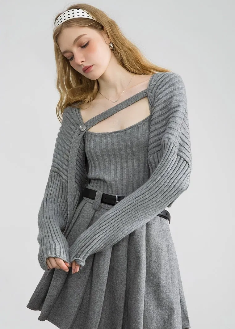 KNIT CARDIGAN AND CAMISOLE SET