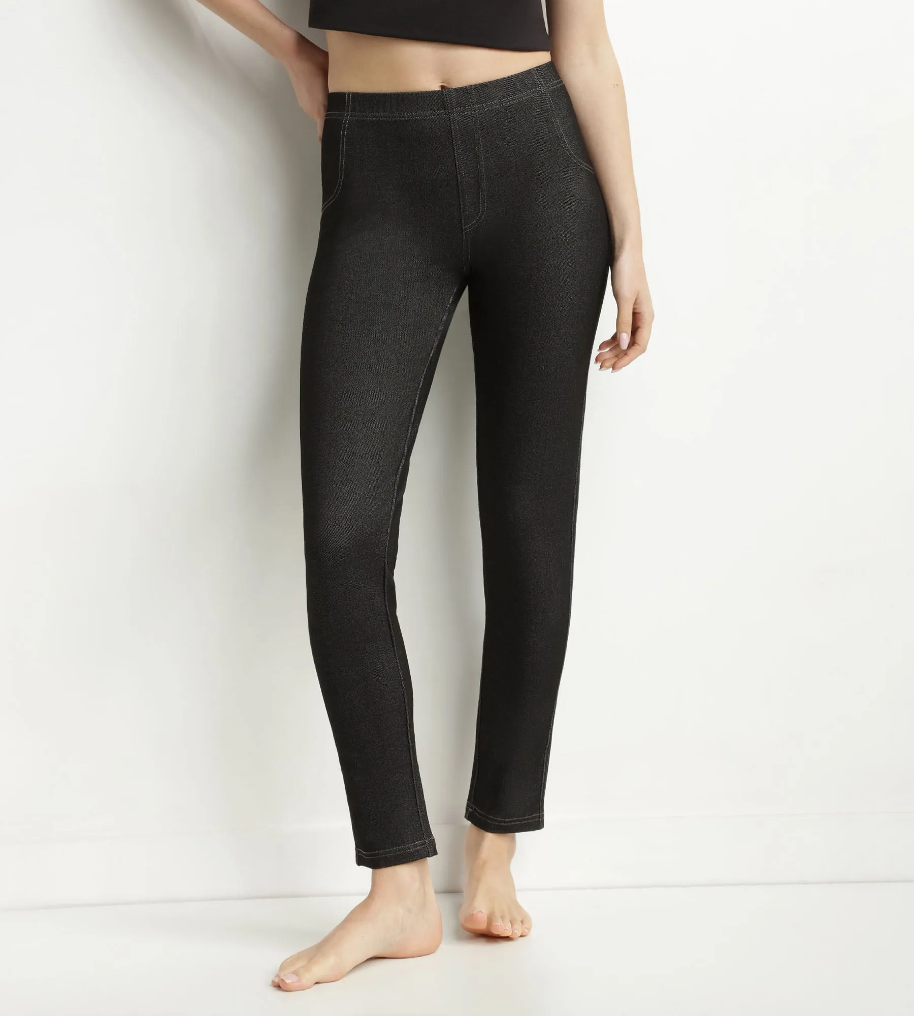 Legging femme effet jean Noir avec poches Dim Relax & Go