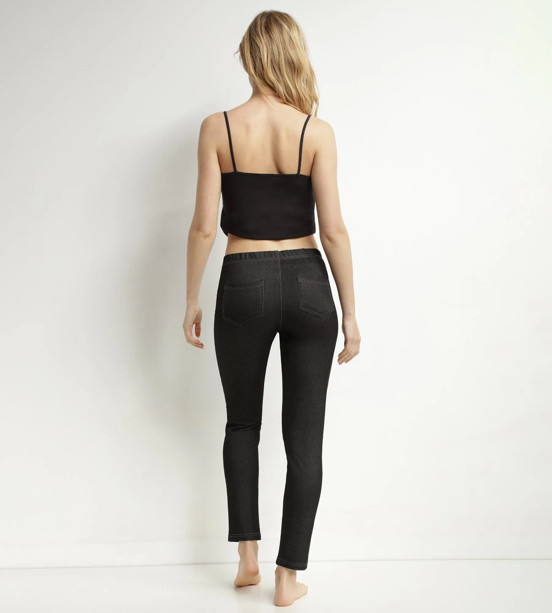 Legging femme effet jean Noir avec poches Dim Relax & Go