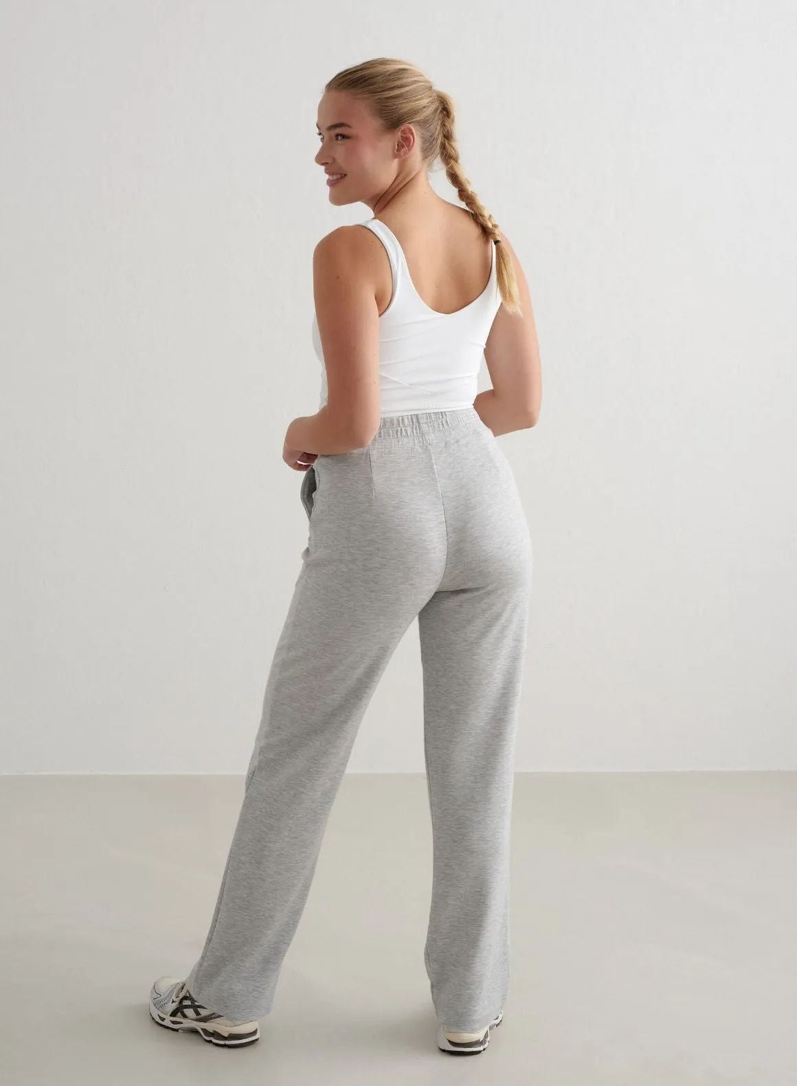 Light Grey Melange Comfy Modal Wide Pants