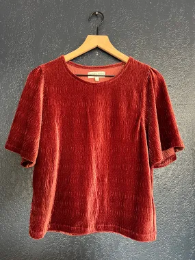 Madewell Crinkle Velvet Flutter Sleeve Blouse