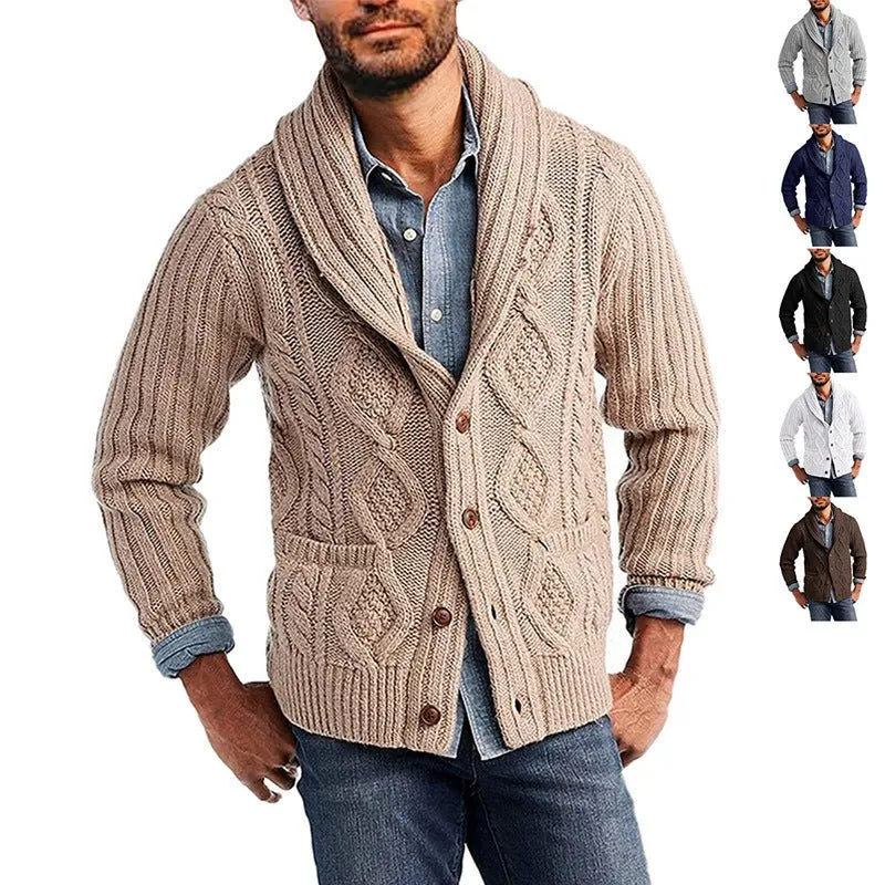 Men's Autumn And Winter Solid Color Long Sleeve Knitted Sweater