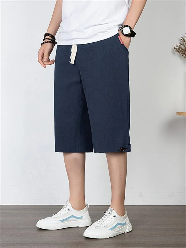 Men's Comfy Linen Straight Cropped Trousers