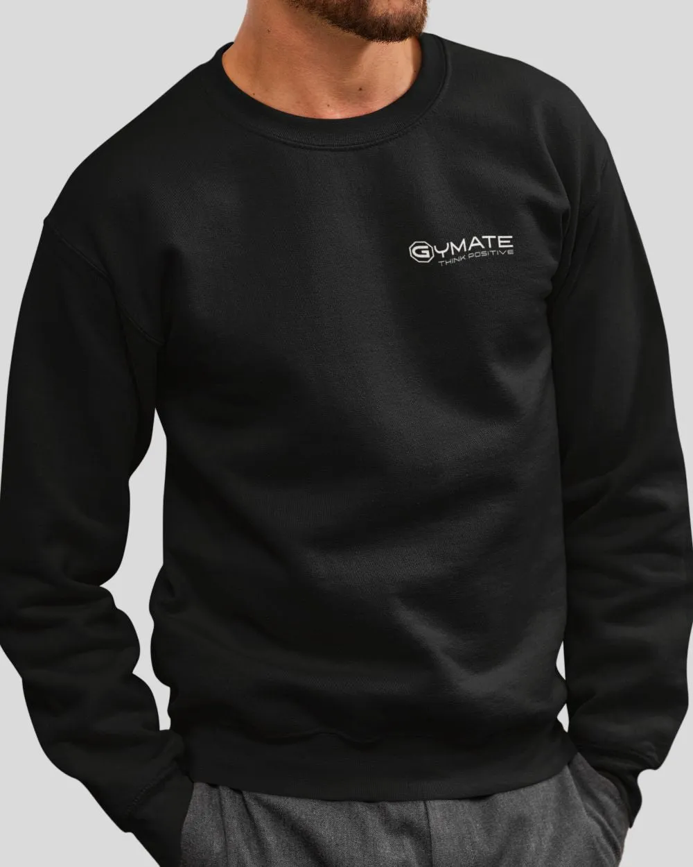 Mens Sweatshirt Chest 'Think Positive' [colours]