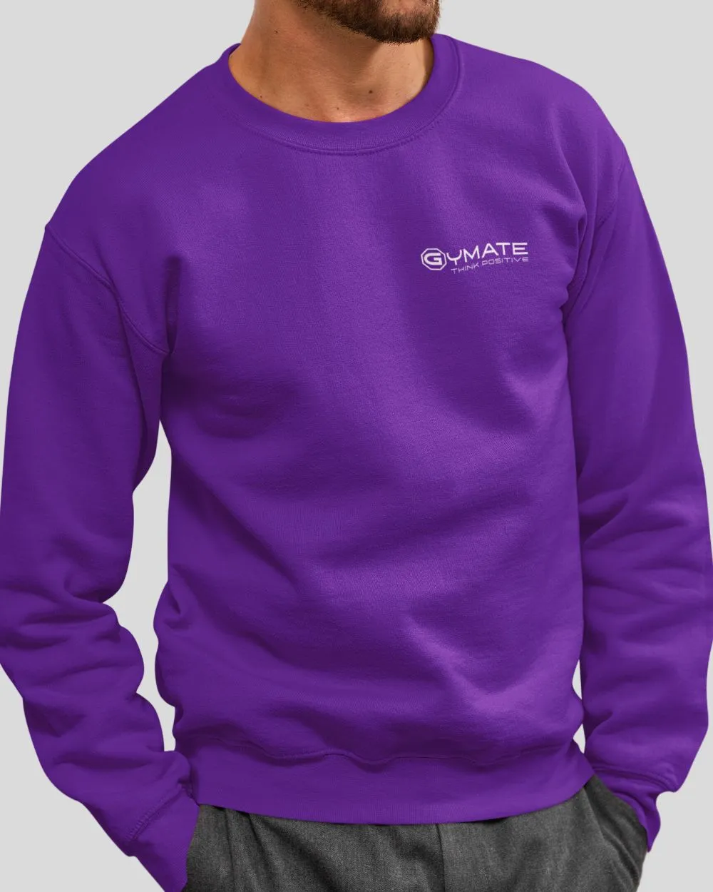 Mens Sweatshirt Chest 'Think Positive' [colours]