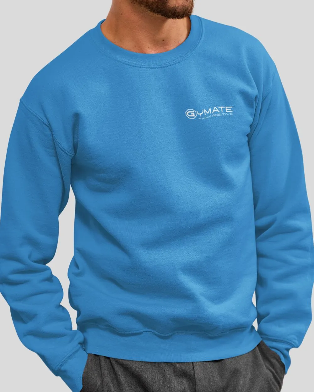 Mens Sweatshirt Chest 'Think Positive' [colours]