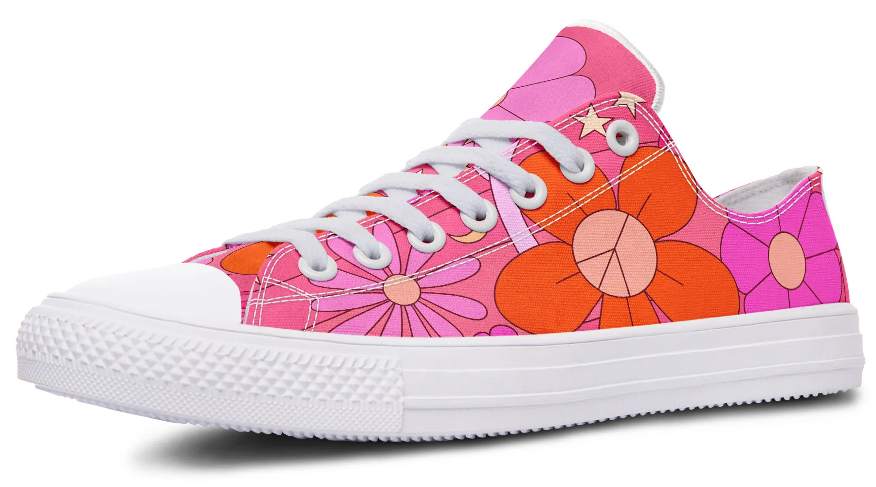 Molly's Mismatched Retro Daisies Low Tops