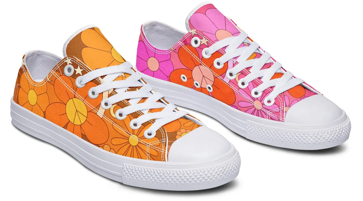 Molly's Mismatched Retro Daisies Low Tops