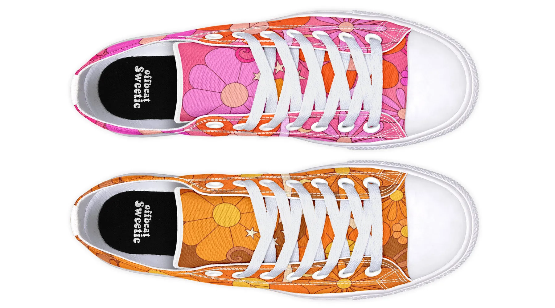 Molly's Mismatched Retro Daisies Low Tops