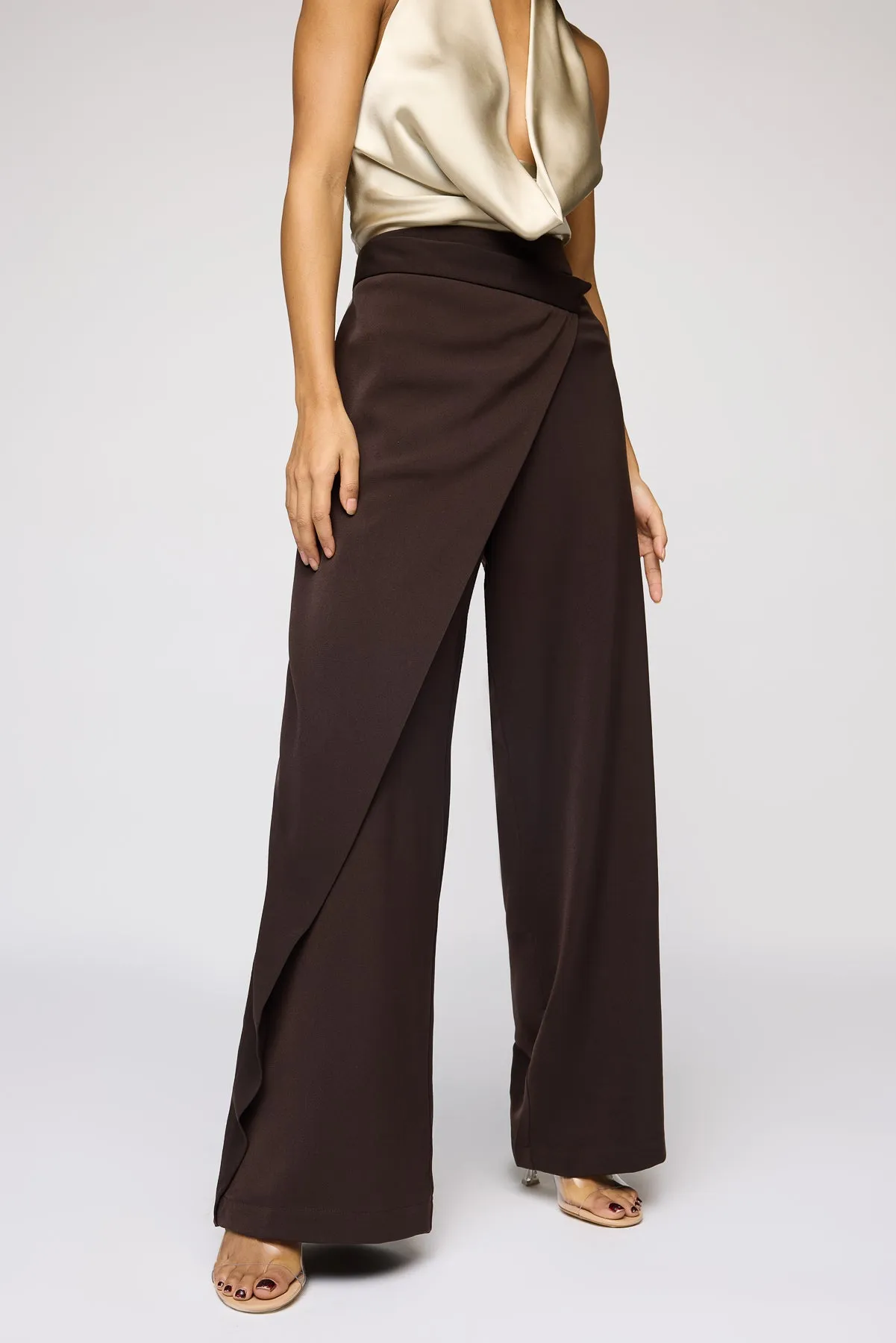 Oak Bark Brown Pareo Korean Pants