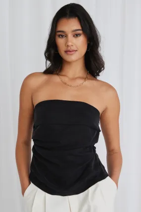 Observation Black Cupro Strapless Top