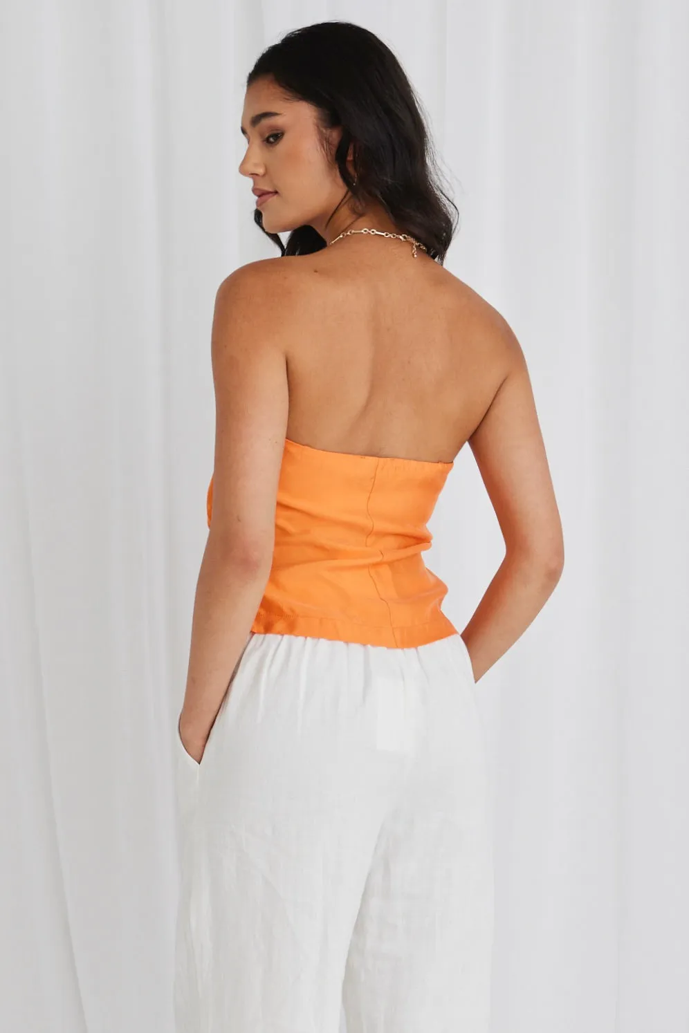 Observation Mandarin Cupro Strapless Top