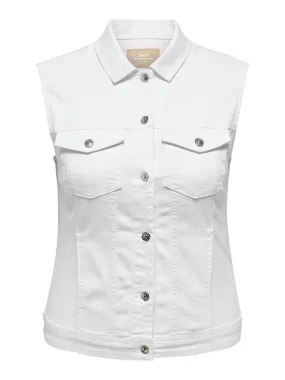 Only Carmakoma Sleeveless Denim Jacket in White