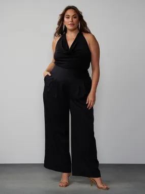 Plus High Rise Satin Waistband Pant