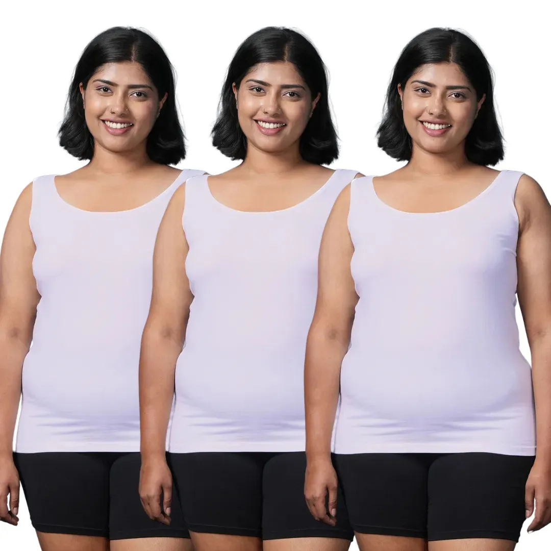 Plus Size Inner Tank Tops | Wide Fabric Shoulder | Round Neckline | Offers Full Coverage | Pack Of 3