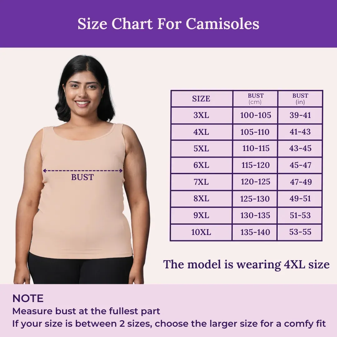 Plus Size Inner Tank Tops | Wide Fabric Shoulder | Round Neckline | Offers Full Coverage | Pack Of 3