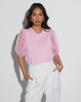 Prim And Proper Tulle Puff Sleeve Top