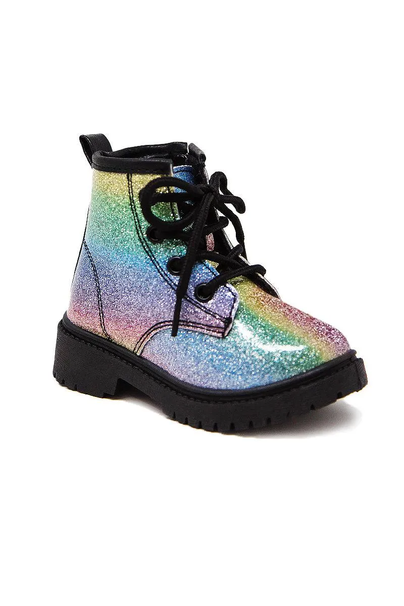 Rainbow Glitter Combat Boots